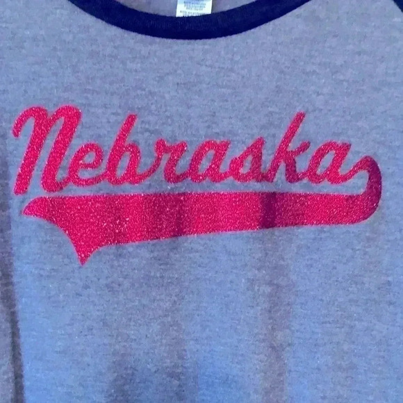 District Made Nebraska Baseball T-Shirt Three Quarter Sleeves - Picture 5 of 5